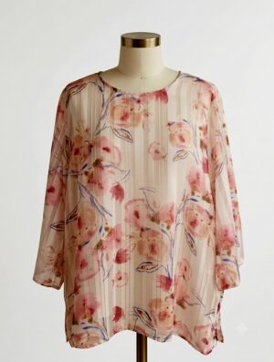 Blusa fantasia floreale rosa