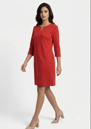 Vestito rosso dettaglio metallo -10%