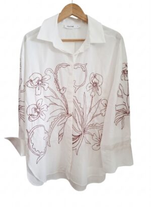 CAMICIA BIANCA- RICAMO BORDEAUX